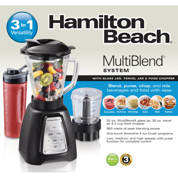 Hamilton Beach® MultiBlend® System with Glass Jar, Travel Jar and Food